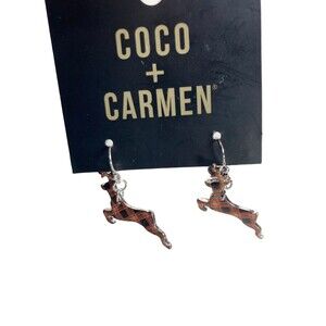 Coco + Carmen Reindeer Plaid Tartan Earrings Christmas